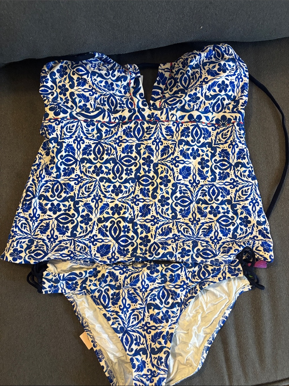 Nanette Lepore Blue and White Tile-Print Tankini